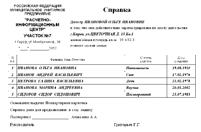 Как получить справку о составе семьи в жкх